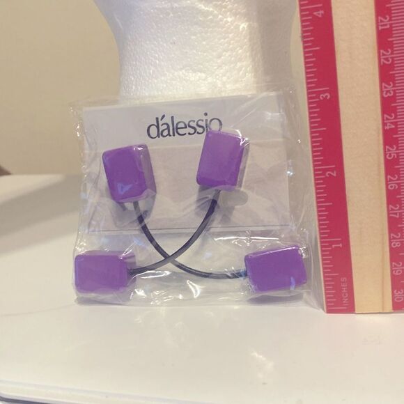 Purple Vintage Dalessio Earrings Geometric Rectangular Shaped New NWT 80s Vibes - Picture 2 of 3